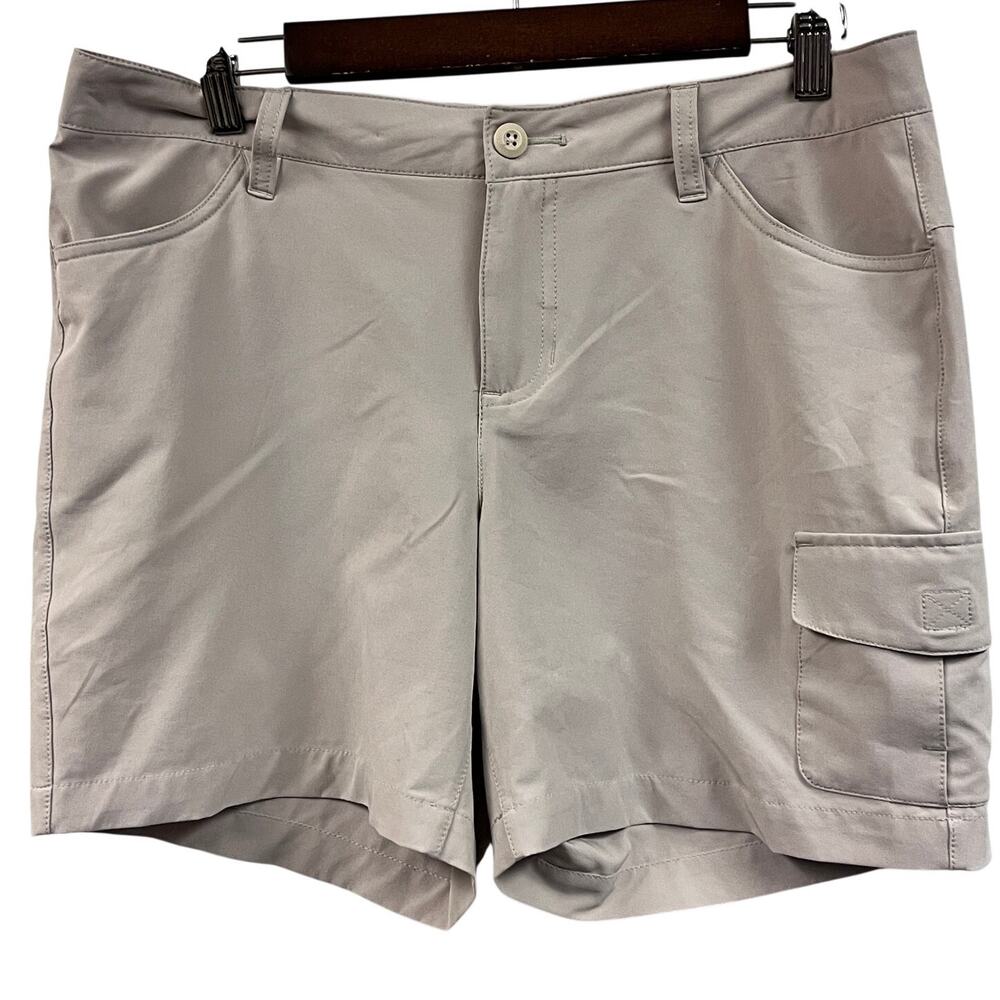 Women's Eddie Bauer tan khaki beige performance cargo utility shorts size 10